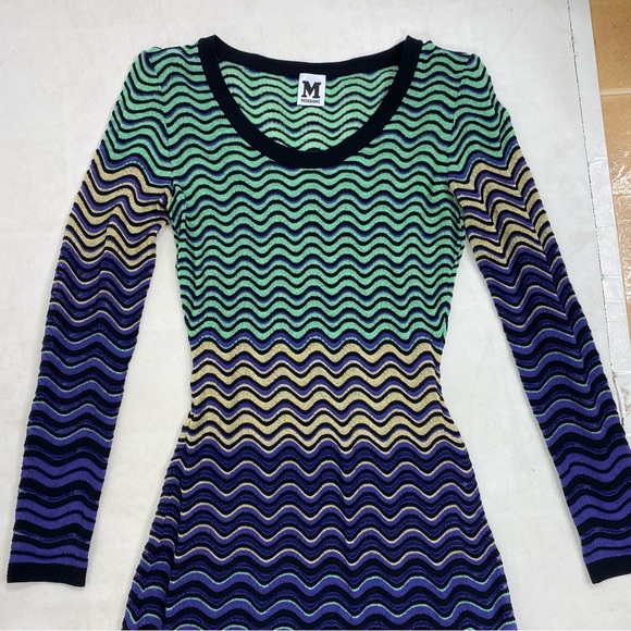 M Missoni Squiggly purple, green and yellow authentic knit dress size 38 NWT - Picture 3 of 10